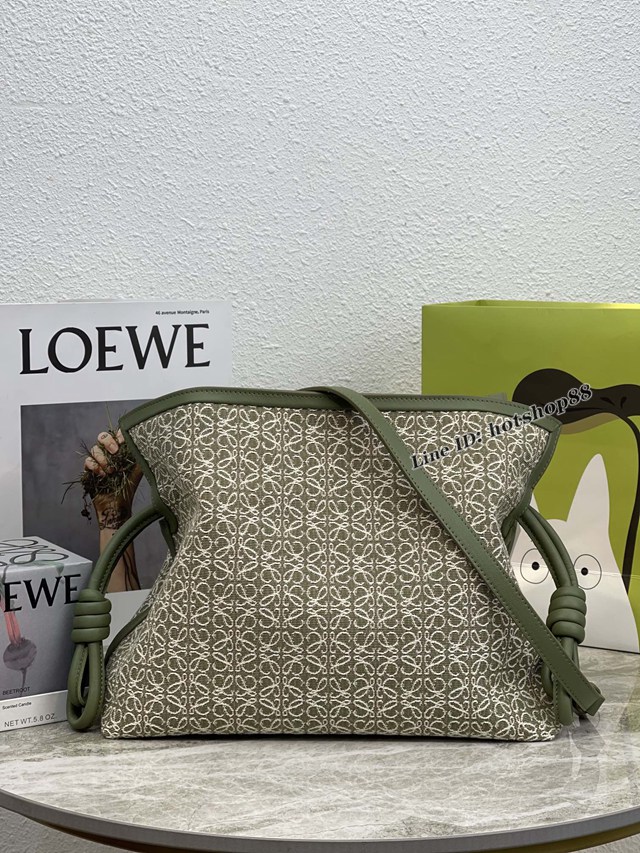 Loewe專櫃2022新款Anagram提花布小牛皮肩背女包 羅意威Flamenco clutch系列升級版福袋大號 10856 lyw1207